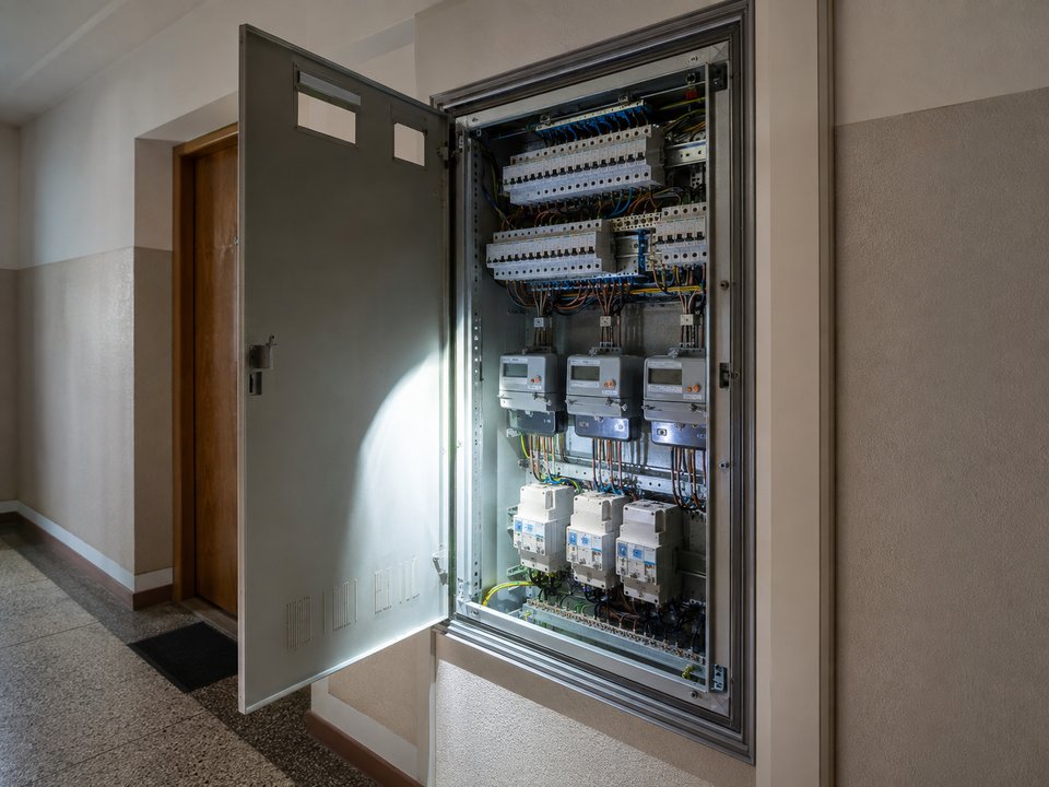 Przegląd instalacji elektrycznej w klatce schodowej starej kamienicy
